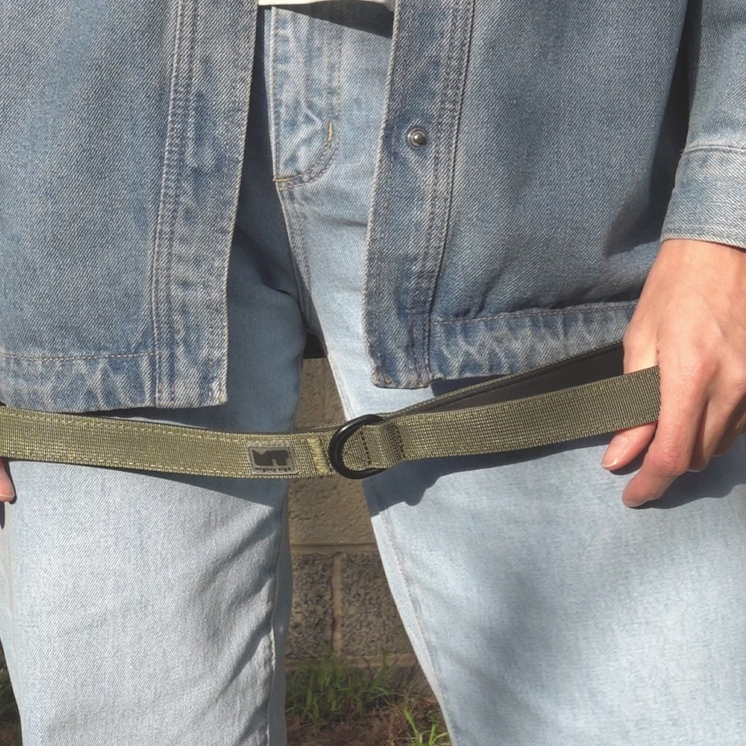 nylon dog lead with soft padded handle held in hand