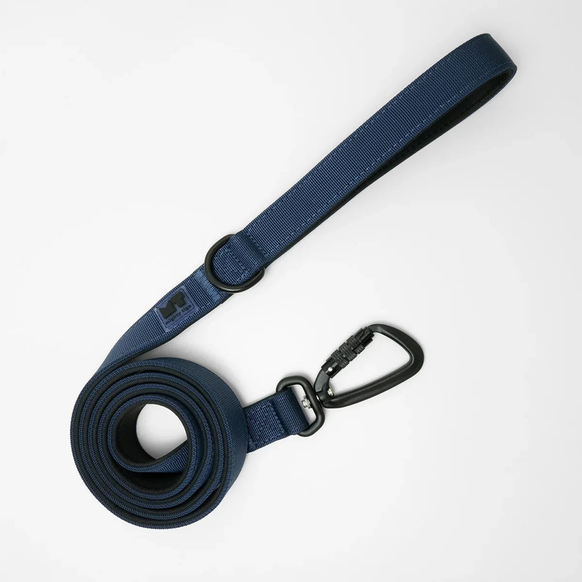 regular 1.5 metre dog lead rolled up on a white background