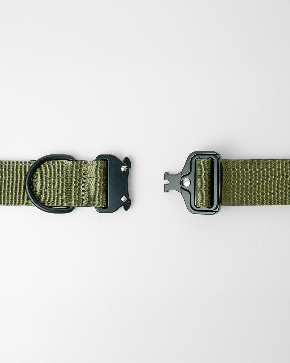 1.5 inch tactical collar - army green - close up of buckle 