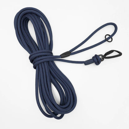 navy blue 10 m long dog lead with carabiner clip