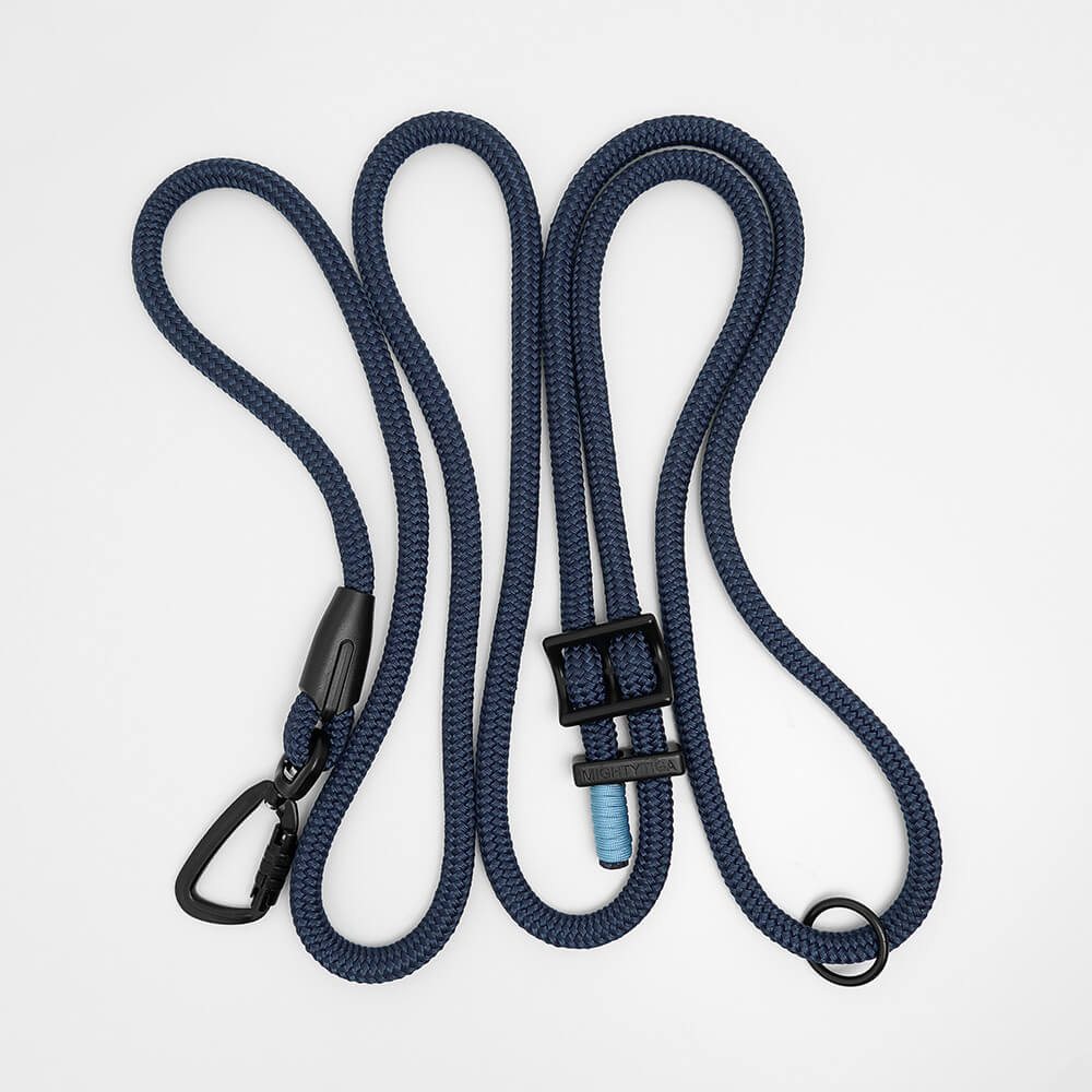 hands-free dog leash - rope dog leash with whipping detail - waist dog leash on white background