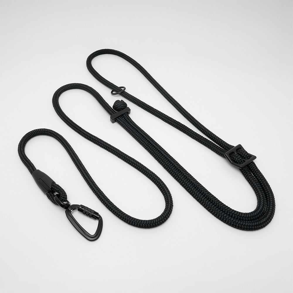 adjustable rope dog leash -  hands-free dog leash over the shoulders - black dog leash