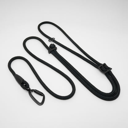 adjustable rope dog leash -  hands-free dog leash over the shoulders - black dog leash