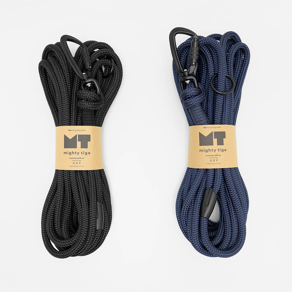 black and navy blue long dog leads - 10m long dog leash