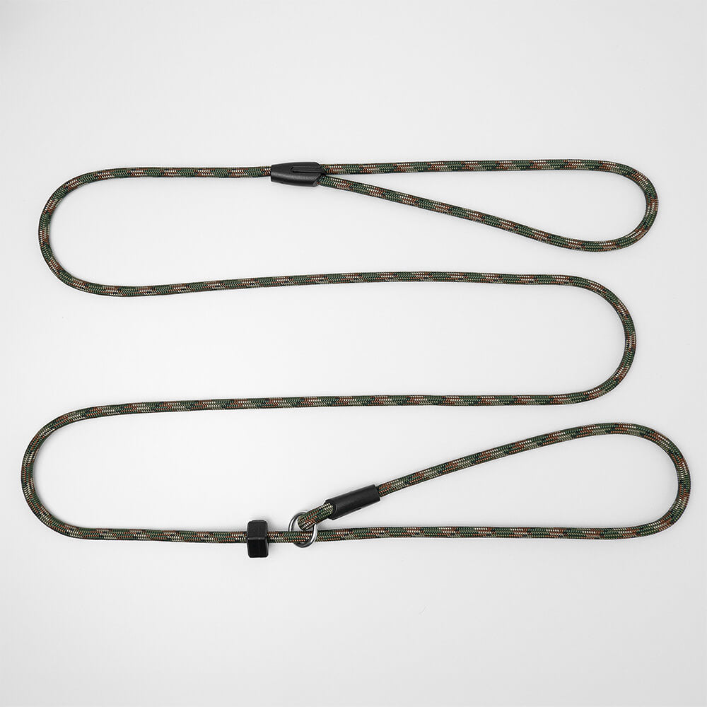 6mm Paracord slip leash with square toggle on white background - stop your dog from pulling