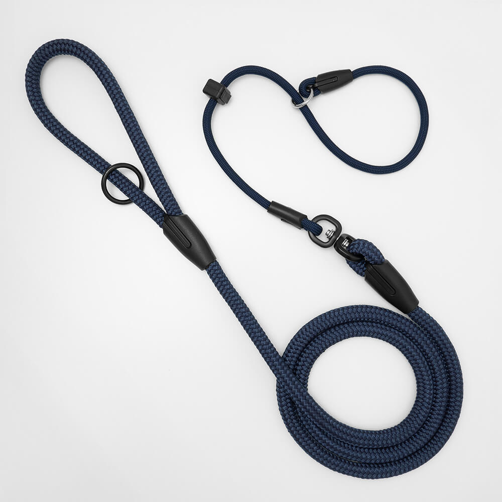 all blue swivel slip leash with comfortable handle and high quality toggle - made from high quality rope