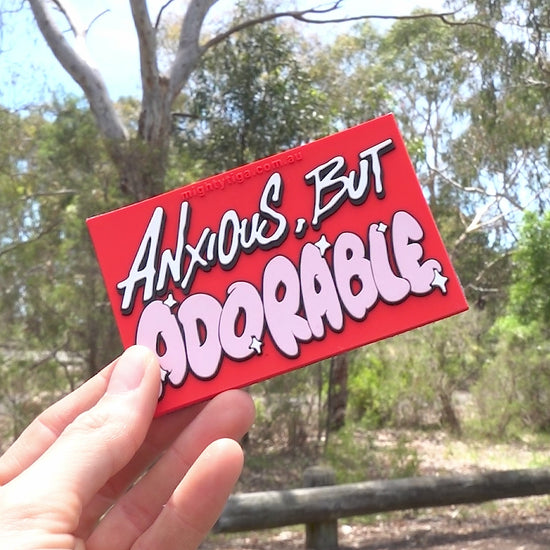 anxious but adorable dog harness patch with hook and loop