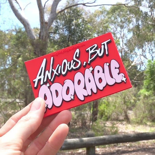 anxious but adorable dog harness patch with hook and loop