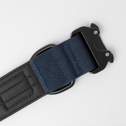 navy blue wide dog collar with neoprene padding